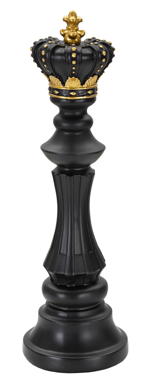 Statueta decorativa / Piesa de sah Rege, Black King, Mauro Ferretti, Ø13 x 40.5 cm, polirasina, negru/auriu - imagine 7
